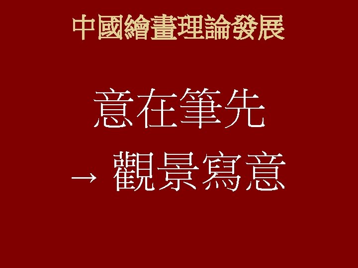 中國繪畫理論發展 意在筆先 → 觀景寫意 