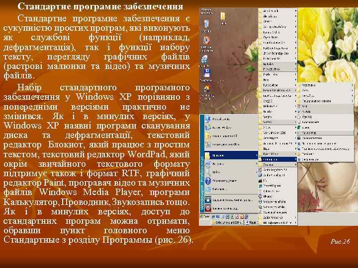 Стандартне програмне забезпечення є сукупністю простих програм, які виконують як службові функції (наприклад, дефрагментація),