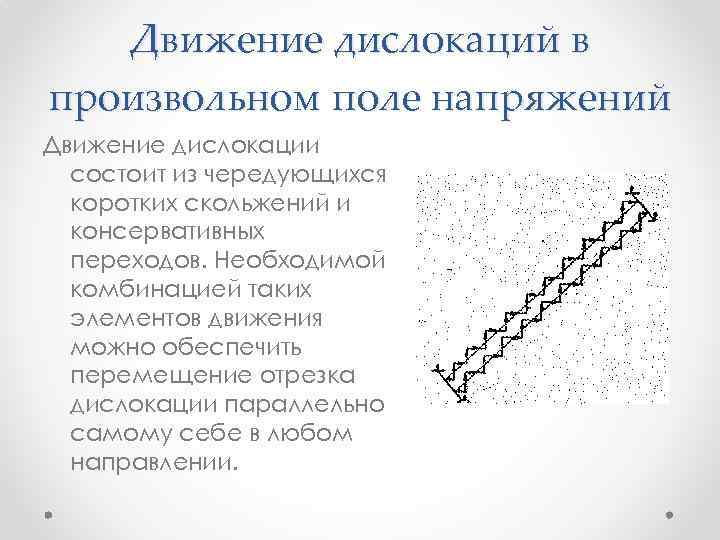 Движение дислокаций в произвольном поле напряжений Движение дислокации состоит из чередующихся коротких скольжений и