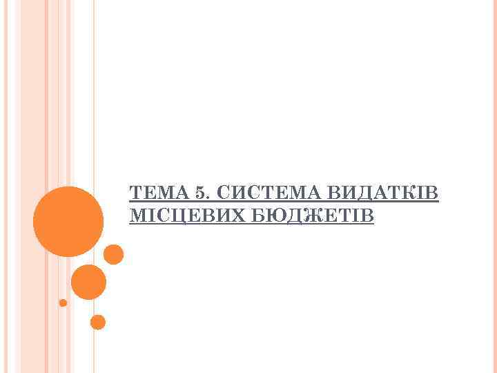 ТЕМА 5. СИСТЕМА ВИДАТКІВ МІСЦЕВИХ БЮДЖЕТІВ 