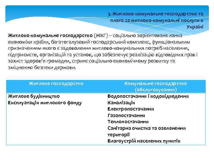 3. Житлово комунальне господарство та плата за житлово комунальні послуги в Україні Житлово комунальне