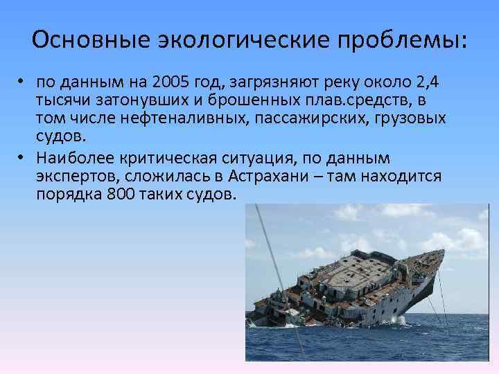 Основные экологические проблемы: • по данным на 2005 год, загрязняют реку около 2, 4