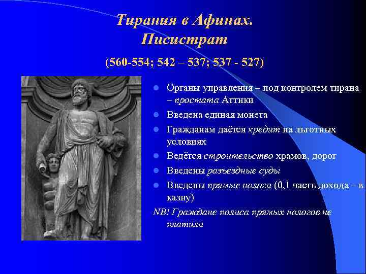 Тирания в Афинах. Писистрат (560 -554; 542 – 537; 537 - 527) Органы управления