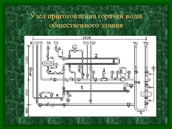 Узел приготовления горячей воды общественного здания 