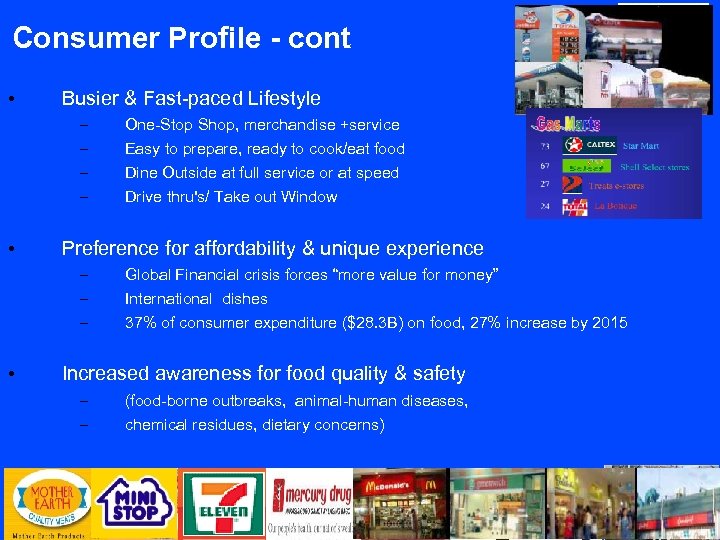 Consumer Profile - cont • Busier & Fast-paced Lifestyle – – • Easy to