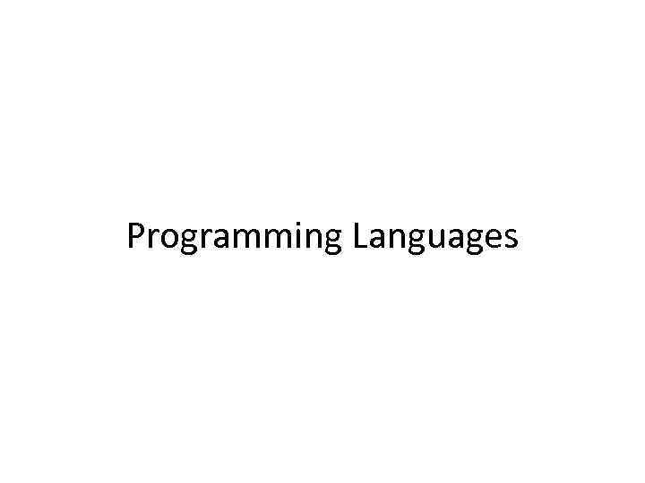 Programming Languages 