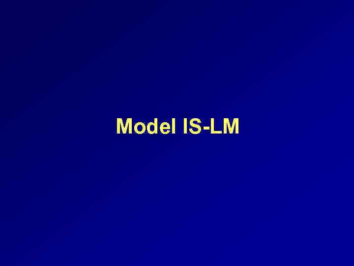 Model IS-LM 1 