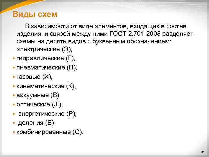 Виды схем В зависимости от вида элементов, входящих в состав изделия, и связей между