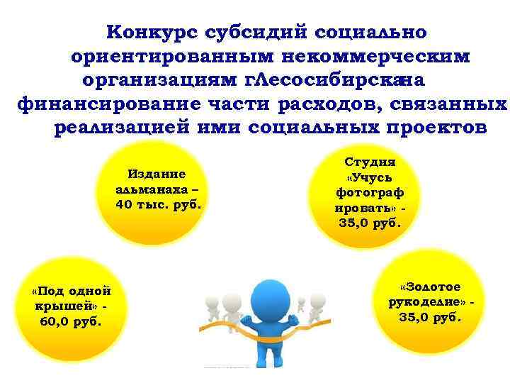 Конкурс субсидий социально ориентированным некоммерческим организациям г. Лесосибирска на финансирование части расходов, связанных реализацией