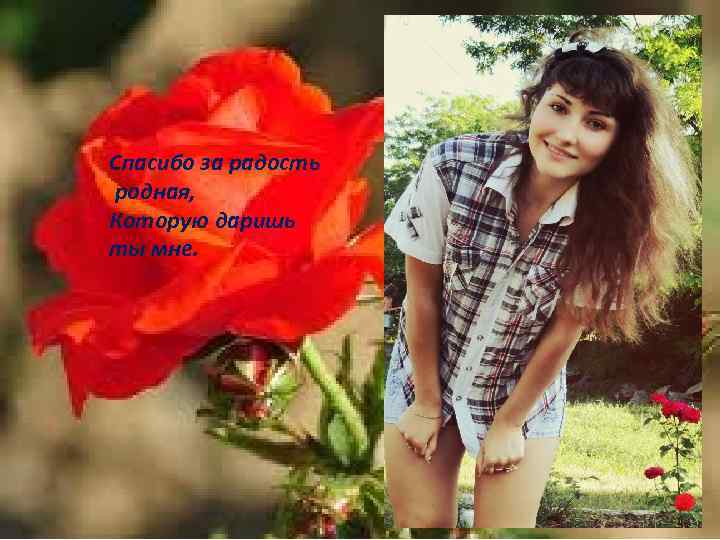 Спасибо за радость родная, Которую даришь ты мне. 