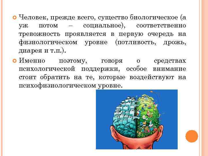 Человек, прежде всего, существо биологическое (а уж потом – социальное), соответственно тревожность проявляется в