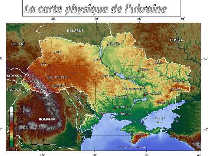 La carte physique de l'ukraine 