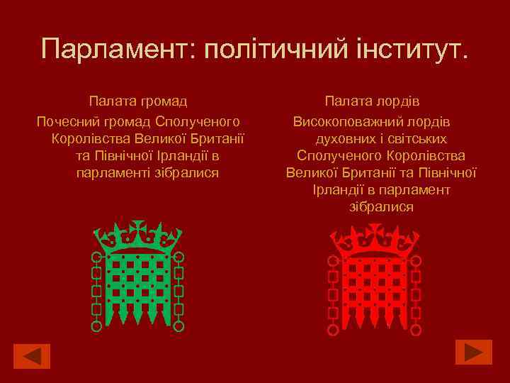 Парламент: політичний інститут. Палата громад Почесний громад Сполученого Королівства Великої Британії та Північної Ірландії