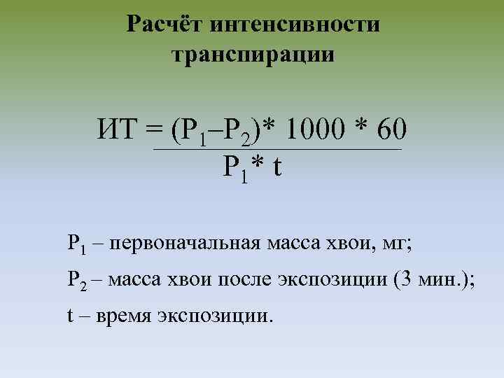 Интенсивность транспирации листьев