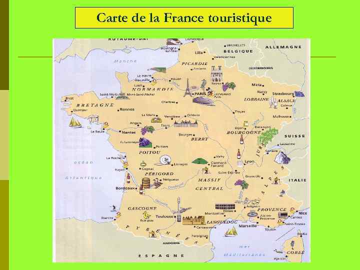 Carte de la France touristique 