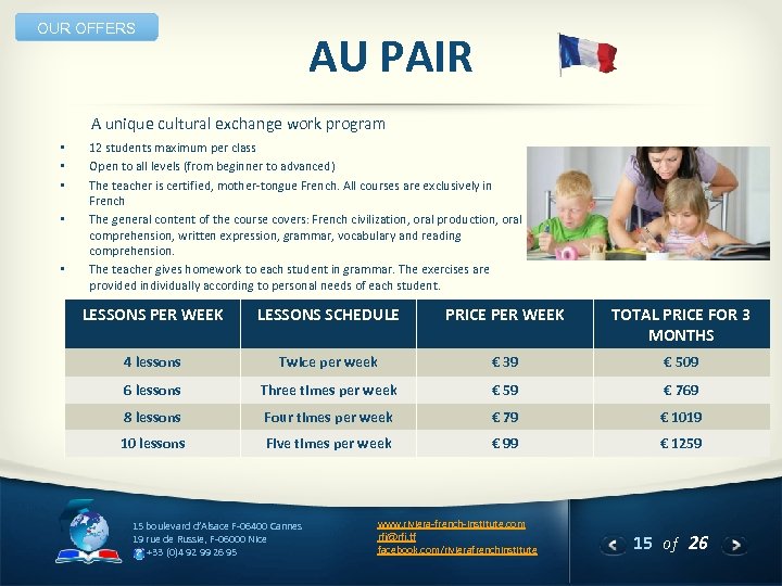 OUR OFFERS AU PAIR A unique cultural exchange work program • • • 12