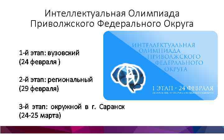 Интеллектуальная Олимпиада Приволжского Федерального Округа 1 -й этап: вузовский (24 февраля ) 2 -й