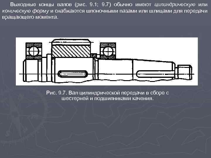 Выходные концы валов (рис. 9. 1; 9. 7) обычно имеют цилиндрическую или коническую форму