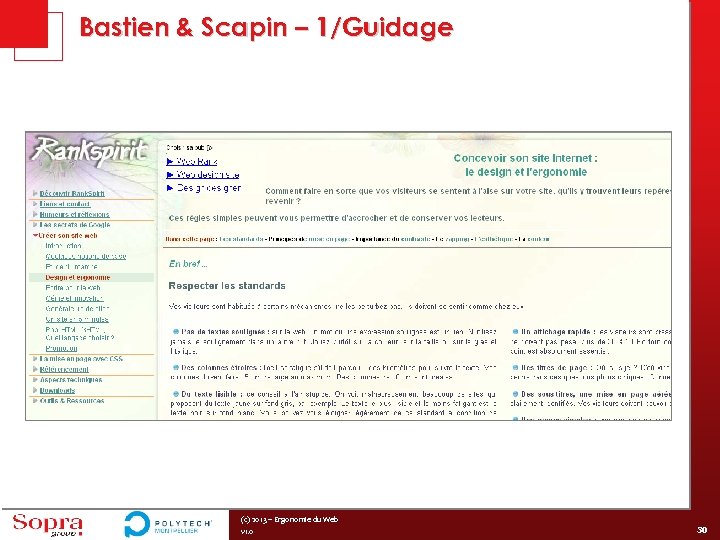 Bastien & Scapin – 1/Guidage (c) 2013 – Ergonomie du Web v 1. 0