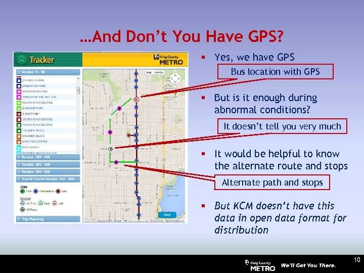 …And Don’t You Have GPS? § Yes, we have GPS Bus location with GPS