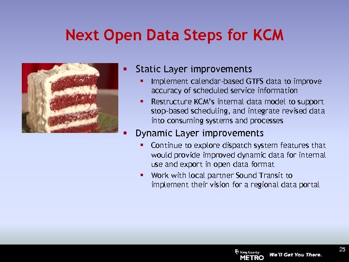 Next Open Data Steps for KCM § Static Layer improvements § Implement calendar-based GTFS