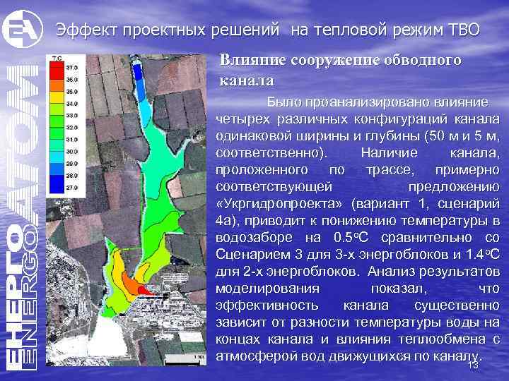 Эффект проектных решений на тепловой режим ТВО Влияние сооружение обводного канала Было проанализировано влияние