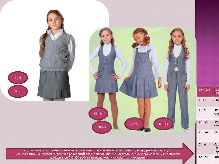 Т 1/1 Артикул Наи изд Т 1/1 Жил Ю 1/1 Юбк скла КН 1/3