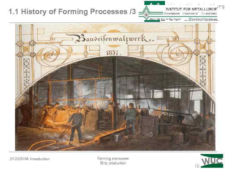 1. 1 History of Forming Processes /3 2/12/2018 A Introduction Forming processes Strip production