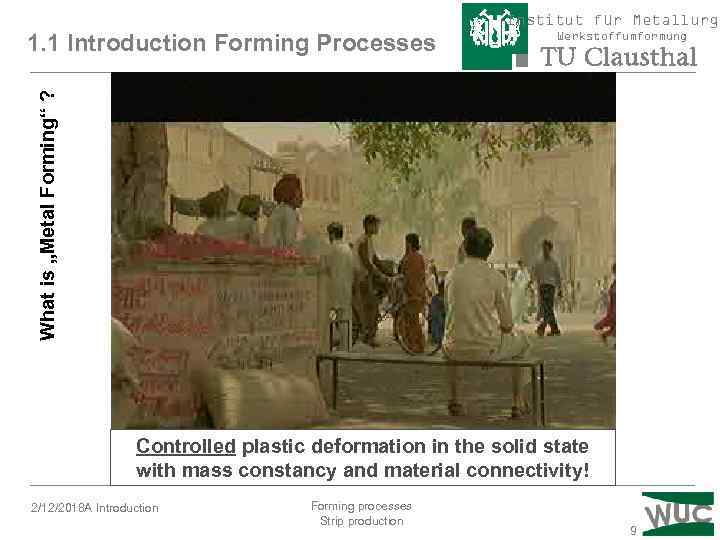 Institut für Metallurgi Werkstoffumformung What is „Metal Forming“ ? 1. 1 Introduction Forming Processes