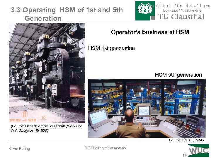 3. 3 Operating HSM of 1 st and 5 th Generation Institut für Metallurgi