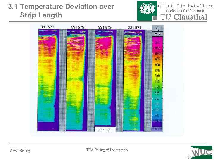 3. 1 Temperature Deviation over Strip Length C Hot Rolling Institut für Metallurgi Werkstoffumformung