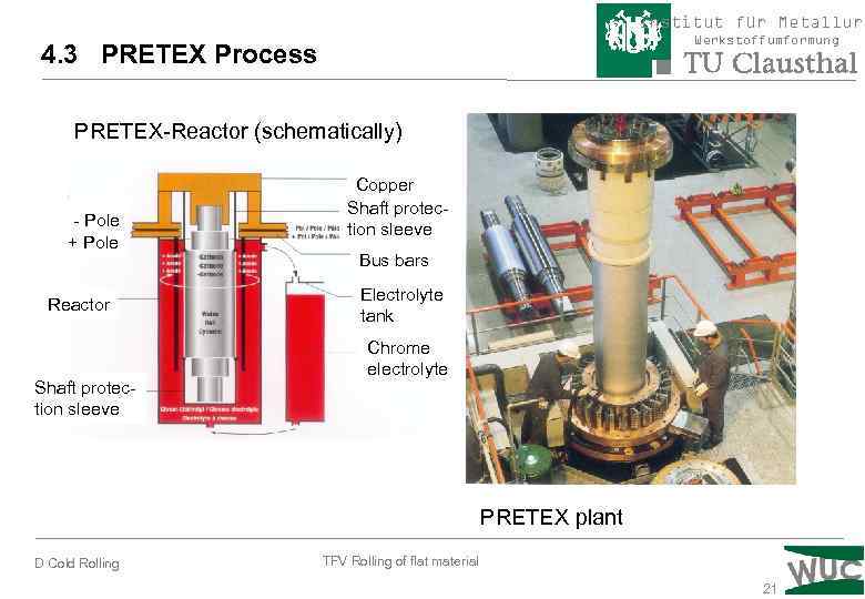 Institut für Metallurg Werkstoffumformung 4. 3 PRETEX Process PRETEX-Reactor (schematically) - Pole + Pole
