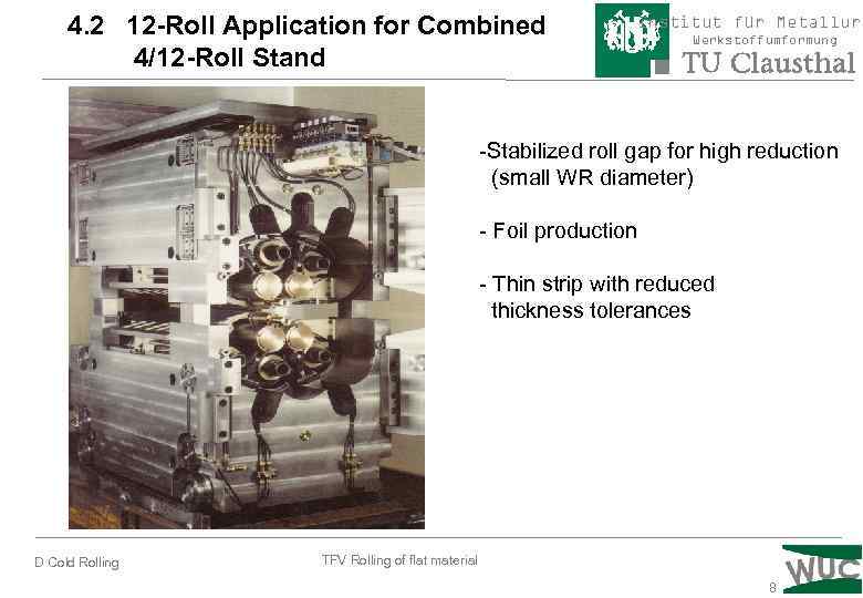 4. 2 12 -Roll Application for Combined 4/12 -Roll Stand Institut für Metallurg Werkstoffumformung