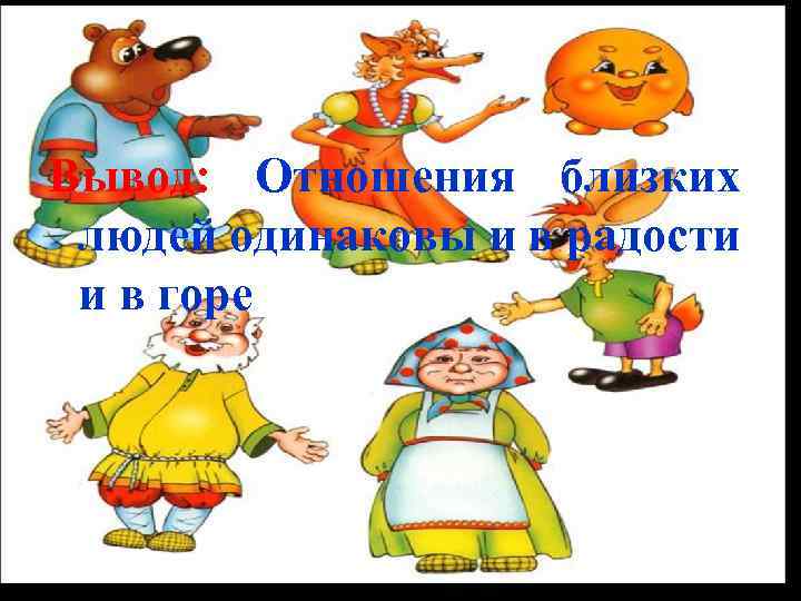 Вывод: Отношения близких людей одинаковы и в радости и в горе 