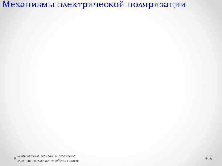 Механизмы электрической поляризации Физические основы и практика магнитных методов обогащения 18 