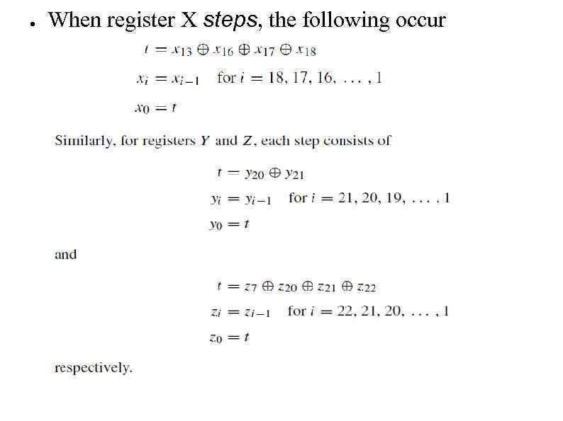 ● When register X steps, the following occur 