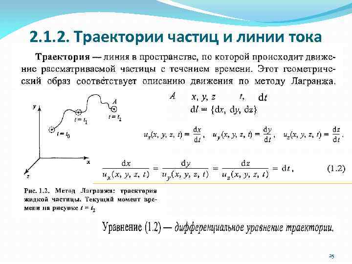 2. 1. 2. Траектории частиц и линии тока 25 