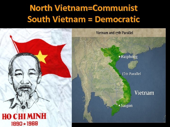 North Vietnam=Communist South Vietnam = Democratic 