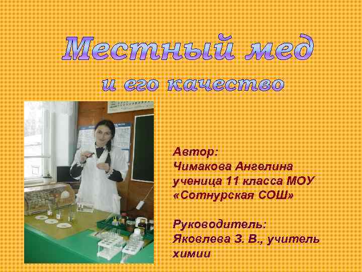 Автор: Чимакова Ангелина ученица 11 класса МОУ «Сотнурская СОШ» Руководитель: Яковлева З. В. ,