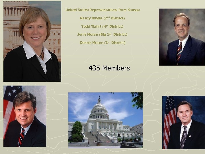 United States Representatives from Kansas Nancy Boyda (2 nd District) Todd Tiahrt (4 th