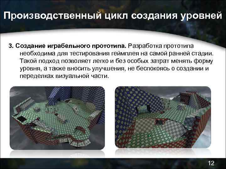 Производственный цикл создания уровней 3. Создание играбельного прототипа. Разработка прототипа необходима для тестирования геймплея