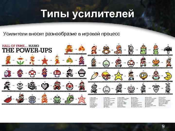 Типы усилителей Усилители вносят разнообразие в игровой процесс 9 