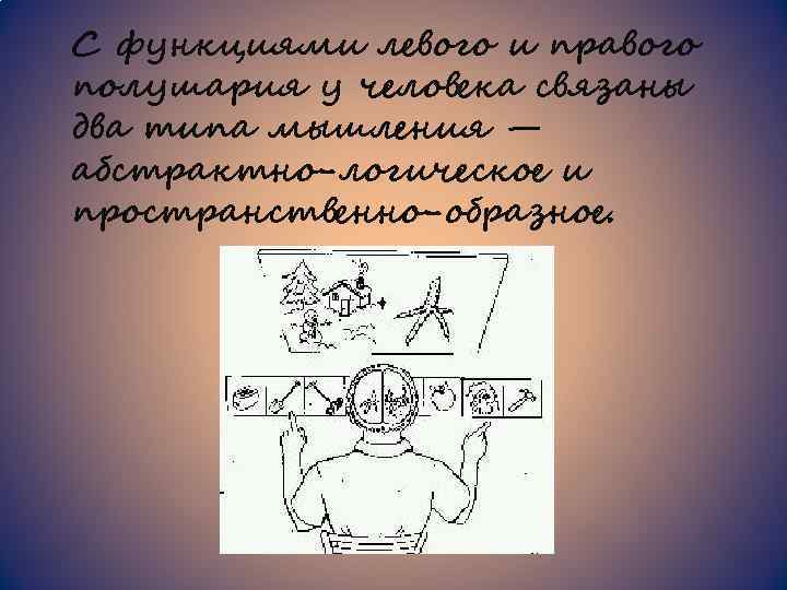 С функциями левого и правого полушария у человека связаны два типа мышления — абстрактно-логическое