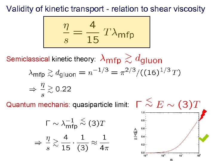 Validity of kinetic transport - relation to shear viscosity Semiclassical kinetic theory: Quantum mechanis: