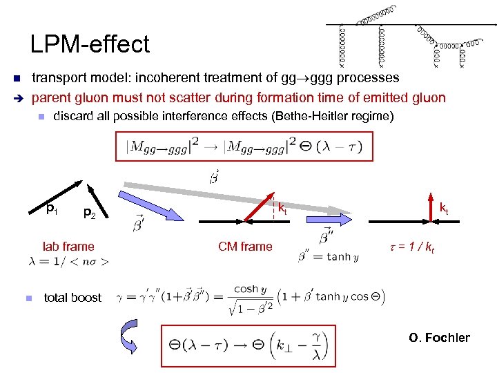 LPM-effect n è transport model: incoherent treatment of gg ggg processes parent gluon must