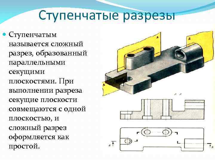 Ступенчатый разрез на чертеже как