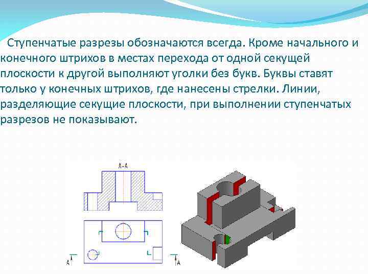 Что называется сложным разрезом как обозначаются сложные разрезы на чертеже