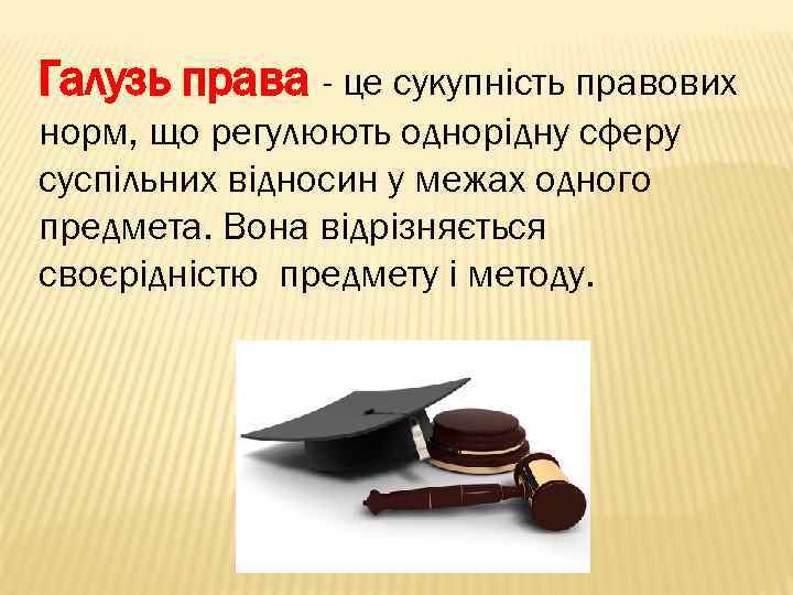 Галузь права - це сукупність правових норм, що регулюють однорідну сферу суспільних відносин у