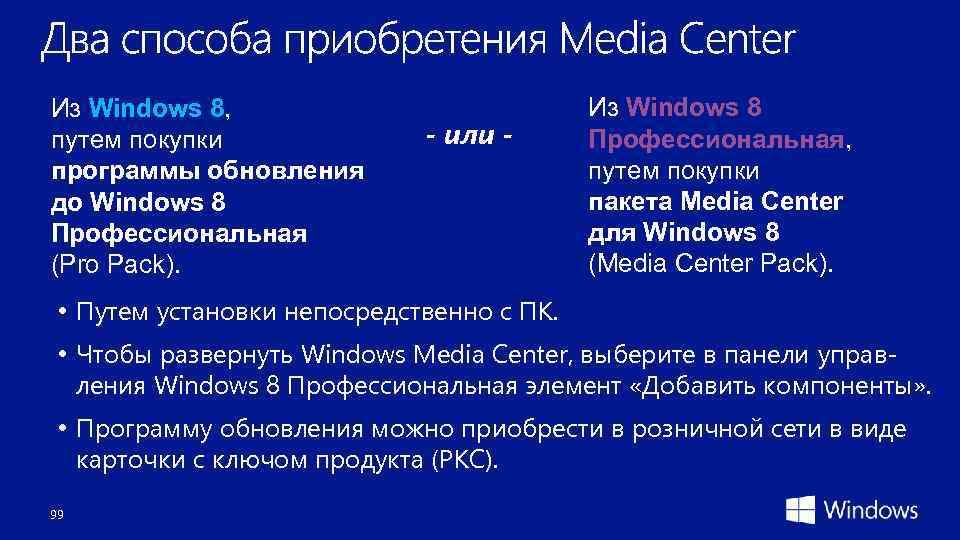 Из Windows 8, путем покупки программы обновления до Windows 8 Профессиональная (Pro Pack). -