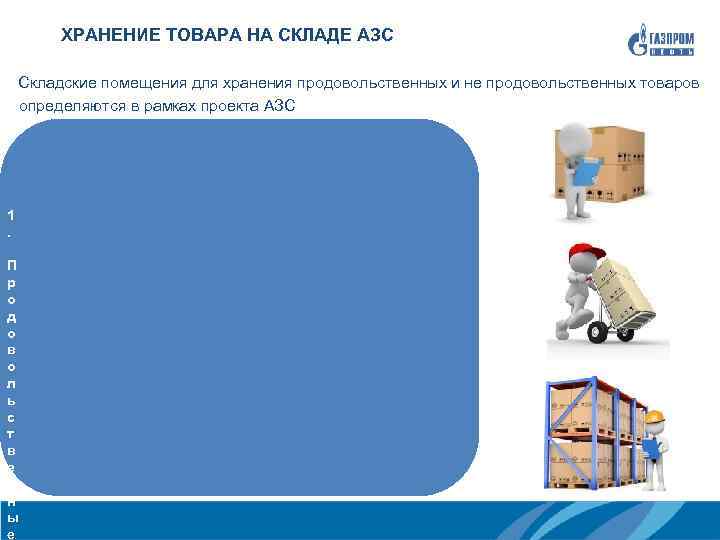  ХРАНЕНИЕ ТОВАРА НА СКЛАДЕ АЗС Складские помещения для хранения продовольственных и не продовольственных